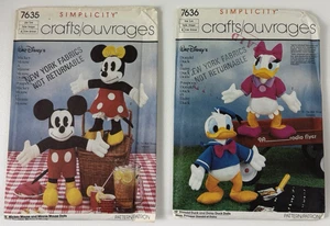 Simplicity 2 Disney 18" Mickey, Minnie, Donald & Daisy Sewing Patterns UC FF VTG - Picture 1 of 12