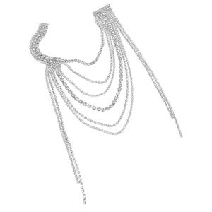  Blazer con flecos elegante broche suéter multicapa estrás prendedor - Imagen 1 de 12