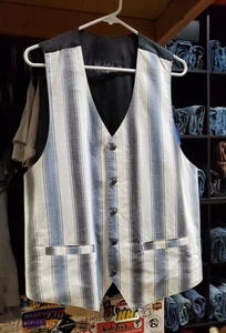 MOSSIMO 90s Y2K Vintage Vest Stripes Blue White Grey Black Large EUC - Picture 1 of 8