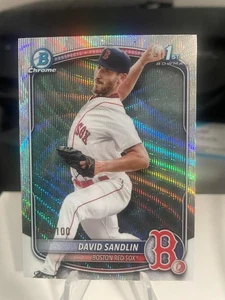 2025 Bowman Chrome David Sandlin 1st Bowman Wave Refractor (64/100) Red Sox - Picture 1 of 2