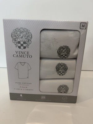 Vince Camuto Men's Tagless V-Neck T-Shirts White  Size Medium - 3 pack - Image 1 of 2
