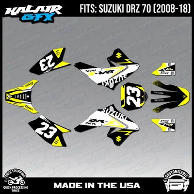Kit de calcomanías gráficas para Suzuki DRZ70 (2008-2018) serie Evader - amarillo Foto 1 de 4