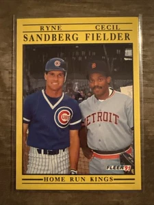 1991 Fleer Ryne Sandberg/Cecil Fielder #709 Home Run Kings Chicago Cubs Tigers M - Picture 1 of 2
