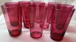 BEAUTIFUL VICTORIAN Handblown CRANBERRY ART GLASS JUICE TUMBLER 1880'S Set Of 10 - Picture 1 of 6