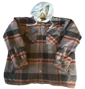 Work N Sport Men’s Sherpa-Lined Flannel Jacket Button Up With Hood– Size XL - Picture 1 of 4