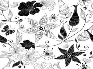 Black And White Floral Print A4 Icing Sheet Cake Topper Edible Decoration - Picture 1 of 1