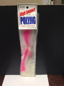 Rare High Impact Polyjig 4 oz. Pink & White Poly Jig Fishing Lure In Package - Picture 1 of 6