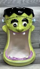 Halloween Frankenstein Dolomite Ceramic Candy Dish Container Wide Mouth 8"