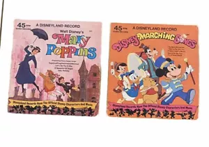 DISNEYLAND RECORDS Vintage x2 - Mary Poppins & Marching Songs 7 Inch 45 RPM - Picture 1 of 8