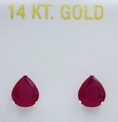 GENUINE 2.20 Cts RUBY STUD EARRINGS 14K WHITE GOLD - Free Appraisal Service -NWT - Image 1 of 4