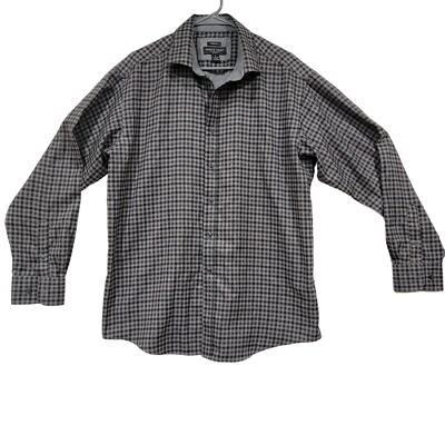 Camisa Pronto Uomo Grande Abotonada Calce Clásico Cuadros Oscura Academia Negocios Foto 1 de 4