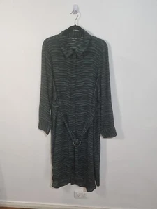 CITY CHIC size L zebra animal print green black stripe shirt dress belt long sle - Picture 1 of 7