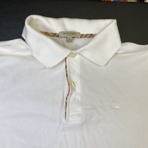 Mens Burberry Polo Shirt Large White Style Designer Fashion Collared