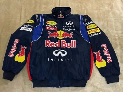Unisex Adult Red Bull Jacket Ebroidered Cotton Padded Racing Jacket Navy - Photo 1/4
