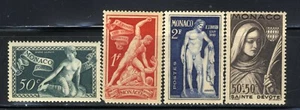 1948 Monaco Franyois J. Bosio 🗿3-STAMP SET A49-51 & 1944 ScB76 Saint Devote  - Picture 1 of 1