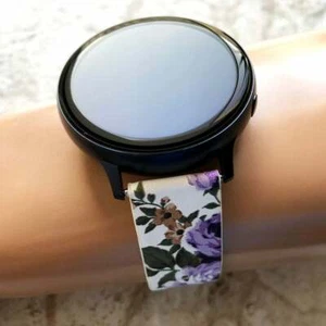 Purple Floral FL-4 Leather Band Samsung Watch 7 FE 6 5 4 40mm 42 43 44 45 46 47 - Picture 1 of 7
