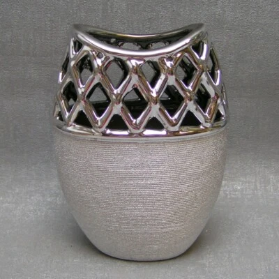 Formano Vase 20 cm Art Silber  Deko Skulptur Keramik edel modern Geschenk - Bild 1 von 2