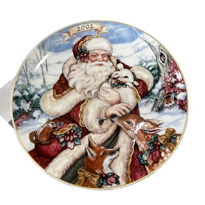 FITZ AND FLOYD Santa Winter Holiday Bone China Sammelteller Vintage 2002 9 Zoll - Bild 1 von 16