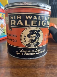 Vintage Sir Walter Raleigh Smoking Tobacco Empty Tin Can - Brown & Williamson #2 - Picture 1 of 17
