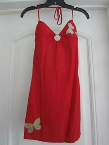 New w/o Tag - Op Ocean Pacific Swim Cover Up Dress - Red w/ Gold Butterfly - S - Picture 1 of 9