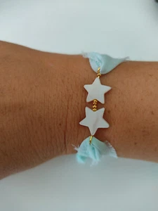 Pulsera de seda natural y nácar - Imagen 1 de 2