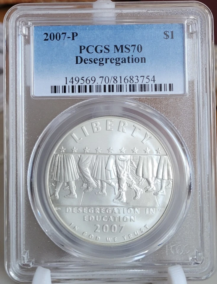 2007-P PCGS MS70 DESEGREGATION COMMEMORATIVE SILVER DOLLAR - Image 1 of 2