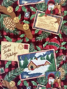 Brother Sister Studios Home For The Holidays Flannel Fabric Red Check Green 66” - Picture 1 of 5