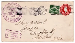 C4 on Postal Entire CAM 11N4 Flight Pittsburgh PA 1927 to Cleveland OH - Picture 1 of 2