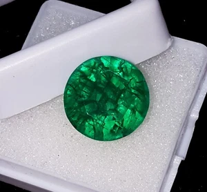 Smeraldo Naturale Forma Tonda 8,00 Ct Pietra Preziosa Sciolta Certificata - Foto 1 di 6