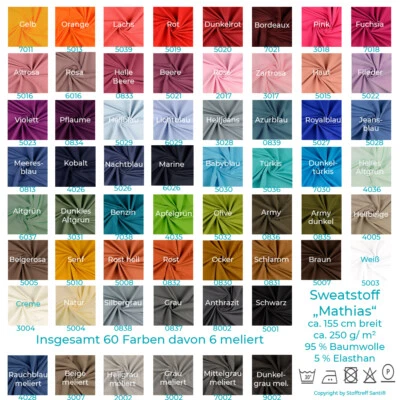 1 Meter Sweat Stoff Swafing "Mathias" Winter French Terry -Meterware - Bild 1 von 4