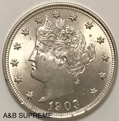 1903 Liberty Head V Nickel MS Lustrous Gem Bu Uncirculated Cover