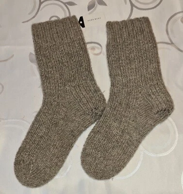 Calcetines de cama Wellies de lana de oveja pura tejidos a mano talla 7-8Uk 41/42EU Foto 1 de 2