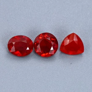 1.85Cts Natural Red Fire Opal Oval Cut Mix Lot 3PCS Mexico Loose Gemstone - Picture 1 of 3