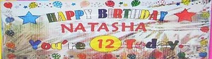 Personalisiertes Mega Banner Geburtstag Party Deko Name Alter Glitzer Folie Spaß - Bild 1 von 2