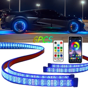 6 PCS Underglow Kit Double Row RGB LED Strip Lights For Chevy Corvette C8 C7 C6 - Picture 1 of 17