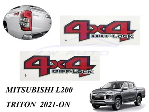 4x4 DIFF-LOCK DECAL PVC SIDE CABIN REAR STICKER FOR MITSUBISHI L200 TRITON 2020+ - Picture 1 of 6