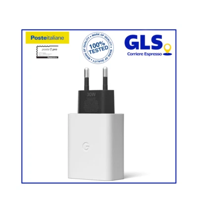 CARICA BATTERIA ORIGINALE GOOGLE 30W USB TYPE C BIANCO CARICATORE GLE6S LPS
