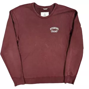 Sudadera Reigning Champ Logo Jersey Roja Hecha en Canadá Cuello Redondo Grande - Imagen 1 de 9