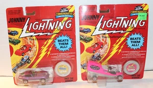 Vintage Lot 2 Johnny Lightning Challengers Custom XKE Movin Van Diecast Toy Car - Picture 1 of 12