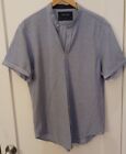 Zara Men short sleeve light blue Oxford cotton button down shirt XL slim fit EUC