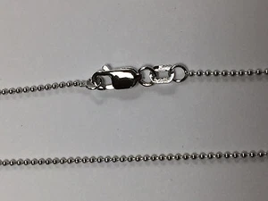 14Kt 14K White Gold 16" 18" 20" 24" 1mm Ball Bead Necklace Chain Lobster - Picture 1 of 2