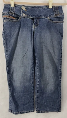 Capri/corto Jordache Lo-Rise elástico denim talla 9/10 2 botones Foto 1 de 4