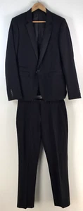 YD mens suit set 2 piece jacket 38 + pants 32 slim black formal wedding 112551 - Picture 1 of 16