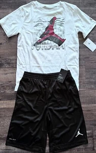 NWT Nike Jordan Boys YXL Black/White/Red BIG LOGO Basketball Shorts Set XL - Picture 1 of 3