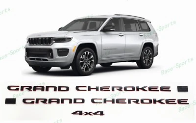 3PÇS 2021+ Jeep Grand Cherokee WL/WK porta lateral traseira 4x4 emblema brilho preto vermelho - Imagem 1 de 4