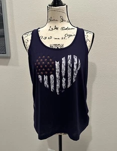Mason + Mackenzie Top Navy Blue Heart Shape Design Medium NWT - Picture 1 of 9