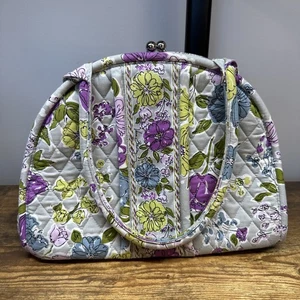 Vera Bradley Eloise Watercolor Floral Purse Kiss Lock Snap Shoulder Bag Purple - Bild 1 von 11