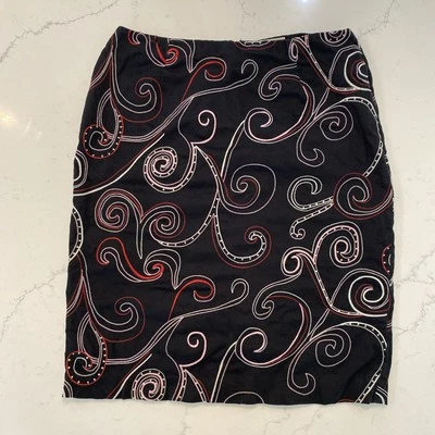 Harold's Womens Skirt Size 10 Black White Red Paisley Pencil Straight Dressy - Image 1 of 4