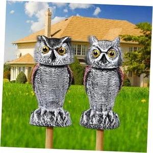 Fake Plastic Owl Decoys, Rotating Head Garden Owl Statue Waterproof Owl - Picture 1 of 7