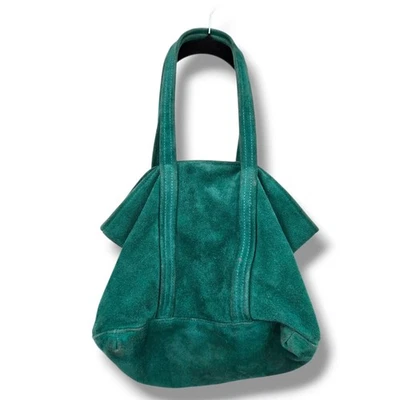 Bolsa tote de camurça verde esmeralda azul-petróleo bolsa de ombro alça superior - Imagem 1 de 4